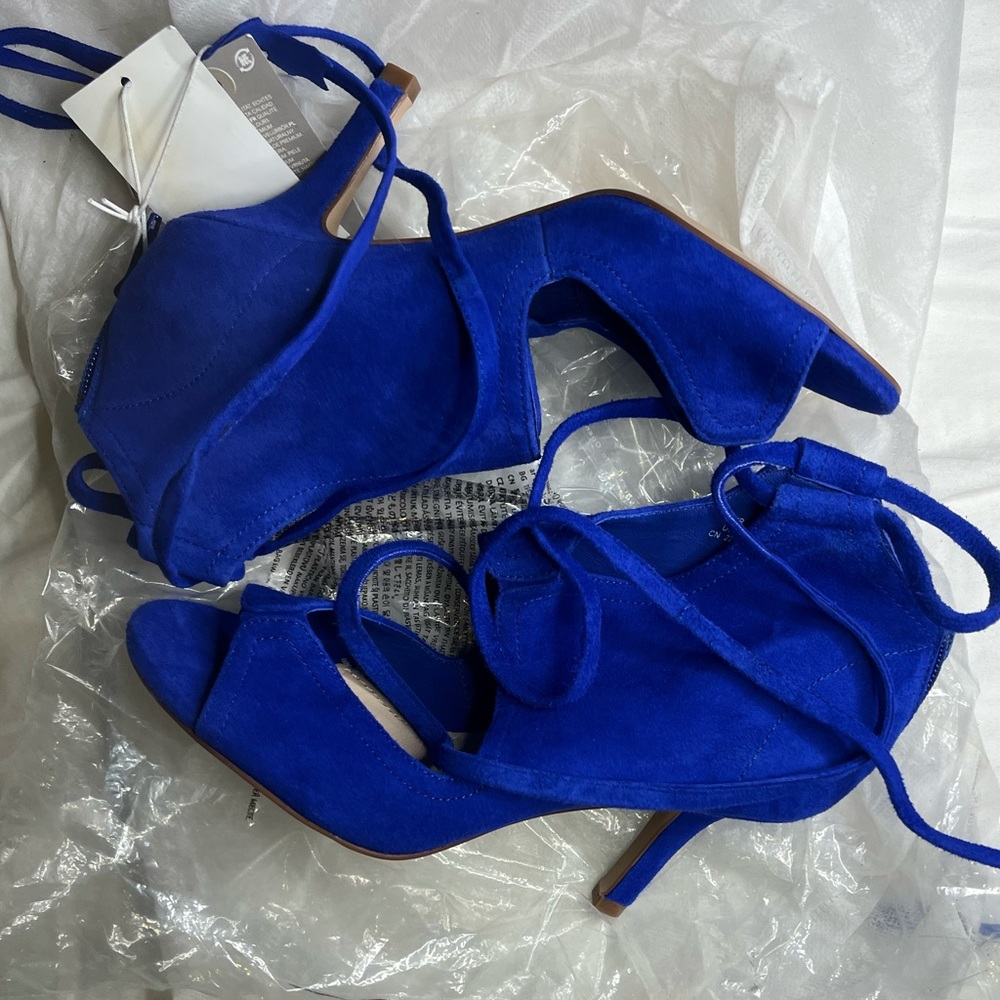 Blue Wrap Up Heels. Brand New.